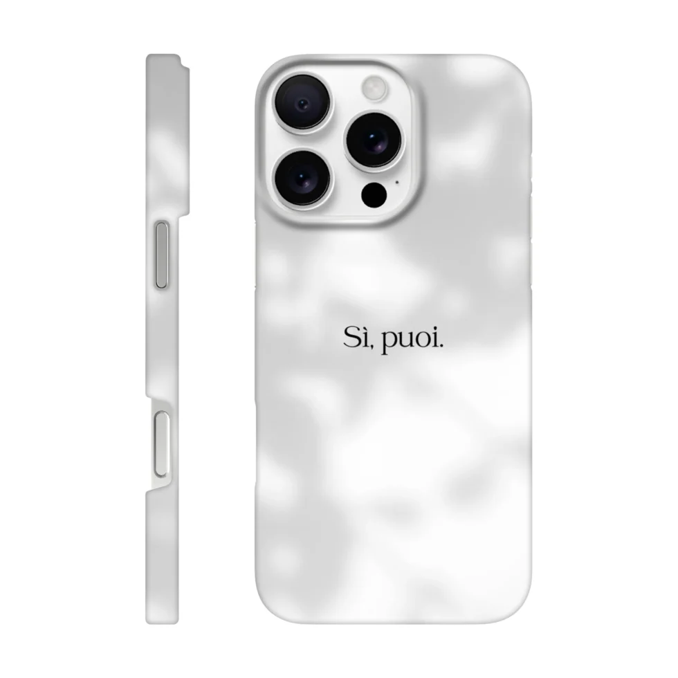 Cover iPhone con scritto "Sì, puoi.".