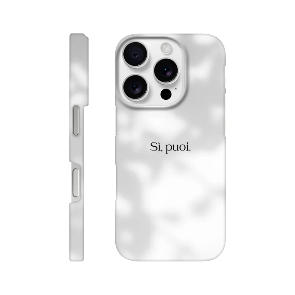 Cover iPhone con scritto "Sì, puoi.".